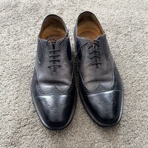 Ace Marks Handcrafted Italian Leather Wingtip Oxfords Grey Black Mens 11 D 44